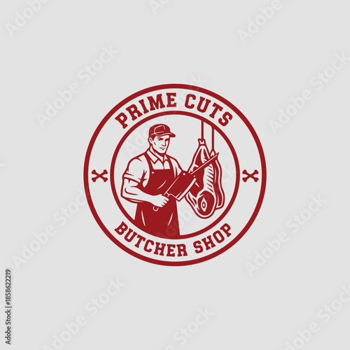 Vintage Butcher Shop Logo for Meat Market, Steakhouse, and Food Branding