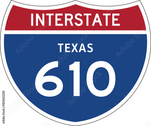 Interstate 610 Texas, I-610, Highway Design Shield Editable Vector