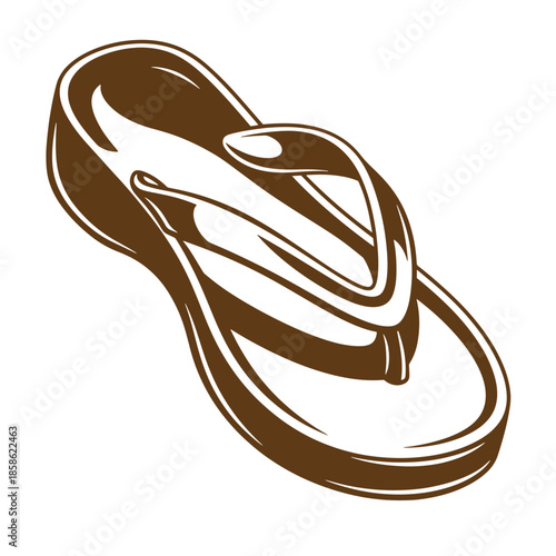 Vintage Brown flip flop shoe isolated on white background for summer vacation and beach activities