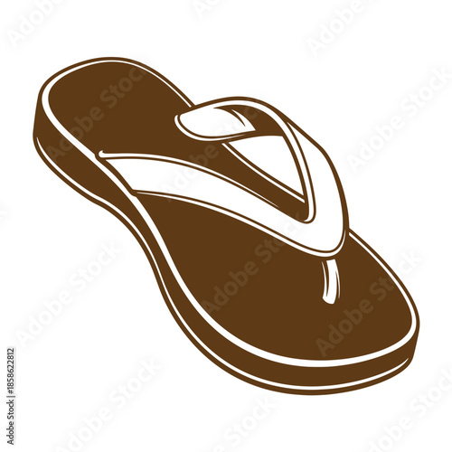 Vintage Brown flip flop shoe isolated on white background for summer vacation and beach activities