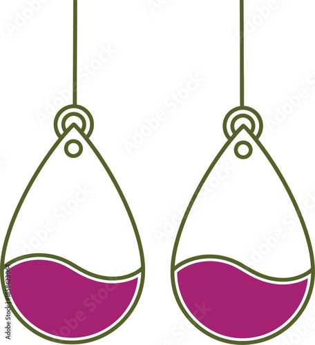 A pair of elegant pink and gold teardrop earrings on a white background