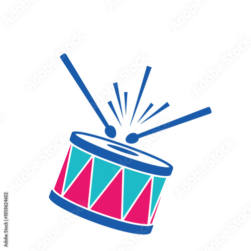 Colorful Drum with Drumsticks Illustration