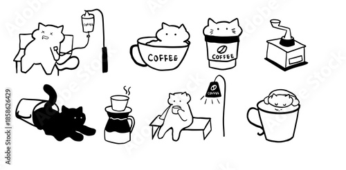 Cat Coffee Illustrations Collection.