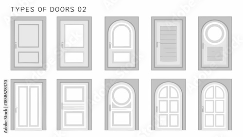 A visual guide showcasing various styles of interior and exterior doors