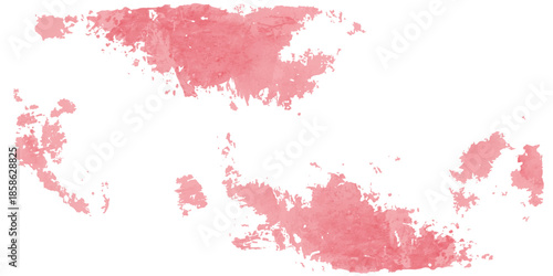 Abstract watercolor design featuring red paint splashes and pink ink droplets on a grunge texture with artistic brush splatters and colorful stains as a vector background element
