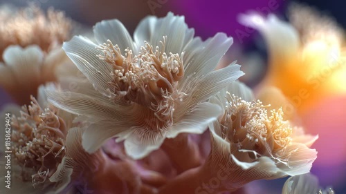 Realistic Sea Anemone Gently Moving Underwater, Natural Marine Life, Soft Coral-Like Creature in Ocean Environment