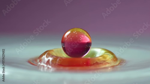Vibrant Macro Photography of Liquid Drop Creating Stunning Ripples on Surface, Showcasing Beautiful Colors and Intricate Details in Water