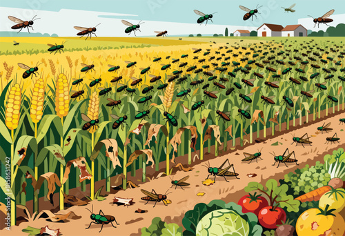 Swarming insects devour cornfield and crops, threatening harvest