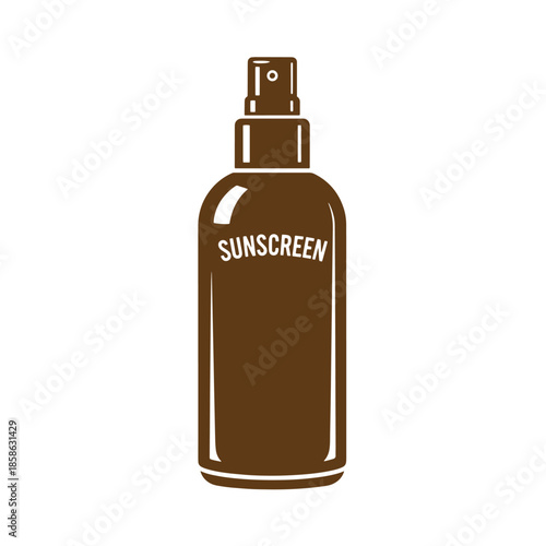Vintage Brown sunscreen spray bottle isolated on white background for skincare and protection
