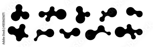Metaball shapes with connected dots and morphing blobs. Geometric fluid organic metaball forms. Logo Vector