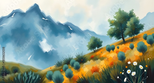 neutral abstract landscape, minimalist oil painting, beige grey landscape canvas, Scandinavian decor artwork, modern neutral tones, warm minimal scenery, subtle brush textures, soft atmosphere paintin