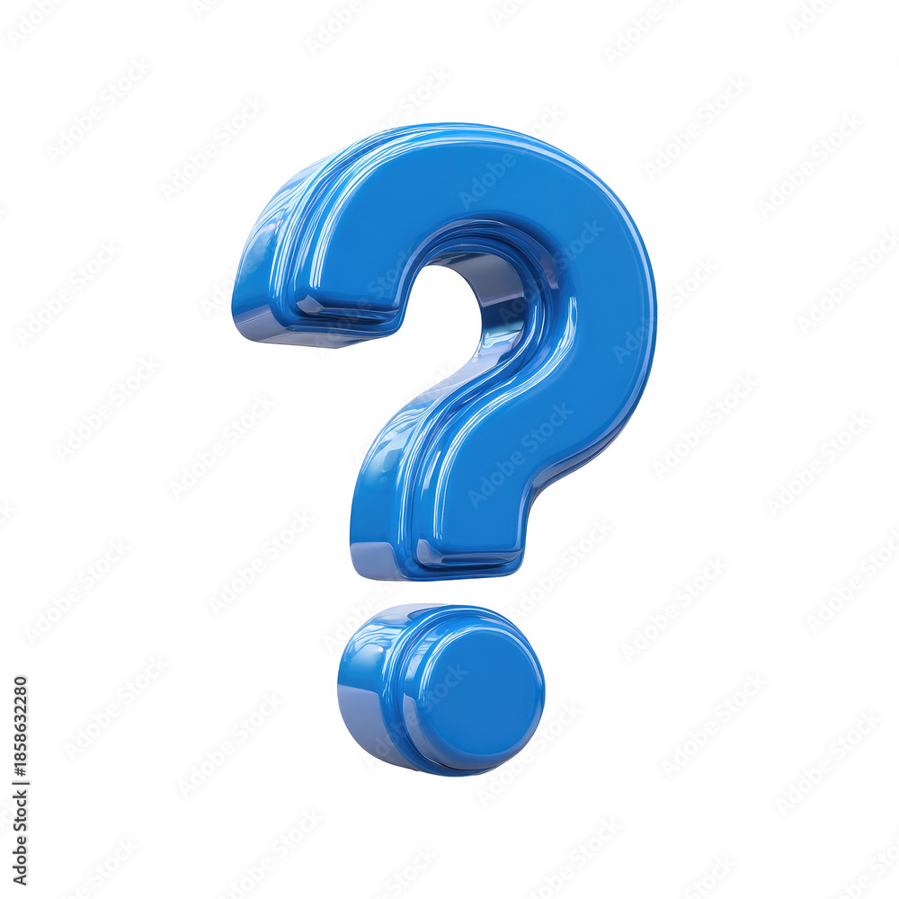 Naklejka premium 3D rendered, vibrant blue question mark (2)