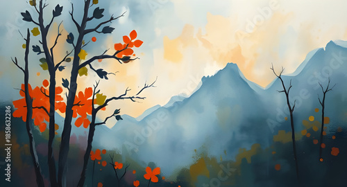 forest and mountain oil painting, pine tree slopes canvas, woodland valley mountains, forest clearing peaks, mossy forest ridge art, green mountain landscape oil, nature forest and sky, wild woodland 