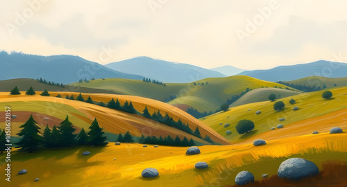 abstract landscape oil painting, modern landscape artwork, abstract scenery canvas, textured oil paint hills, colorful landscape abstraction, impressionist field painting, atmospheric sky art, abstrac