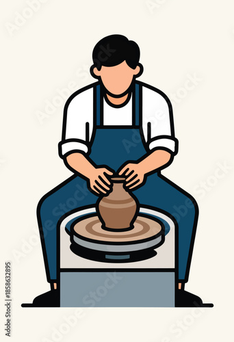 Person sculpting clay on a pottery wheel