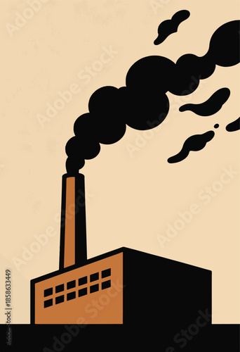 Smokestack from factory belching black fumes into the sky