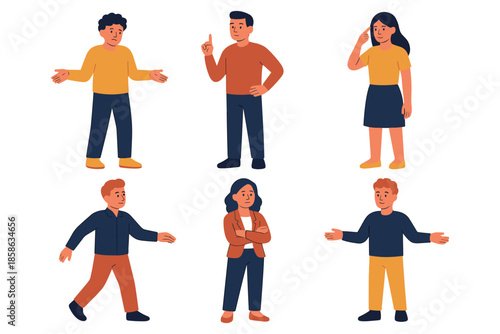 Diverse group of cartoon characters engaging in varied poses and expressions