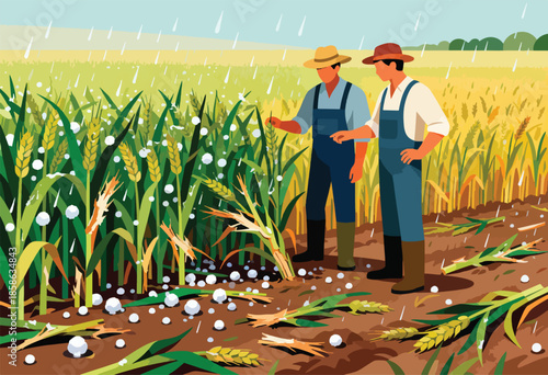 Farmers survey damaged crops after a hailstorm (1)