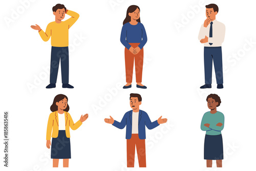 Diverse people expressing different emotions in flat design