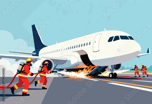 Firefighters battle aircraft blaze on runway