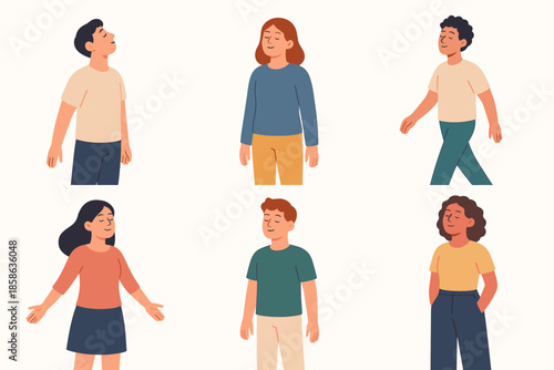 Diverse group of people standing in relaxed poses with casual outfits