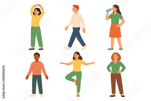 People engaging in everyday activities in casual outfits