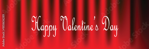 Red curtain effect design with valentine's day text