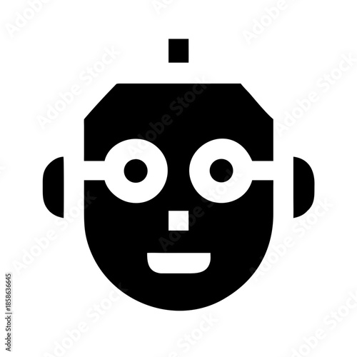 Artificial Intelligence Robot Head Icon - Futuristic AI Bot Vector Glyph Symbol