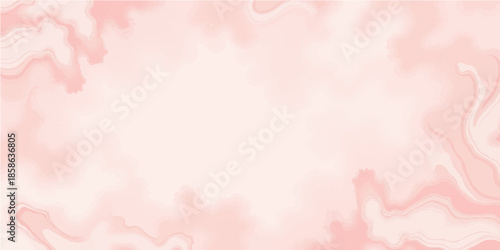 An abstract pink watercolor floral background featuring a romantic heart pattern and a vintage spring nature border design for a wedding invitation or Valentine's Day celebration card