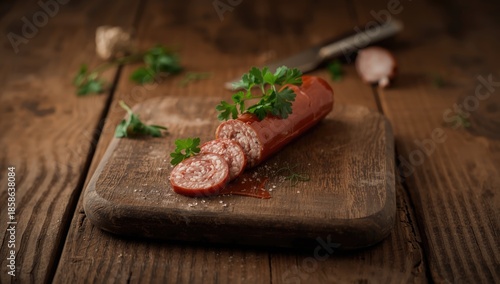 Pieces of sausage with pars...