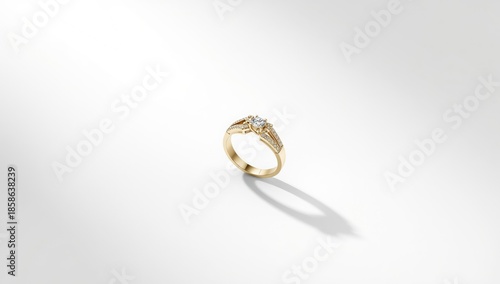 Gold wedding band with embe...