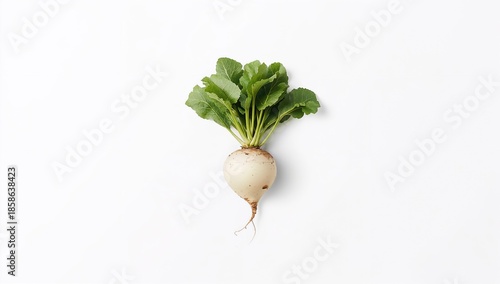 Fresh turnip on a plain whi...