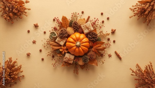 Flat lay of autumnal decor ...