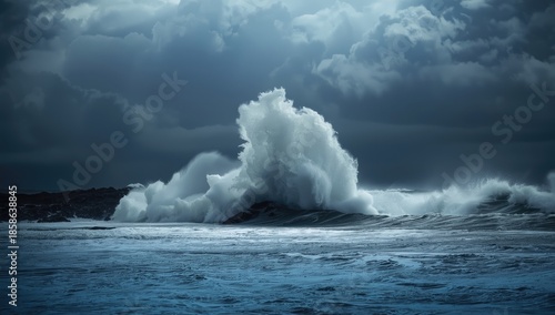 Choppy ocean with high wave...