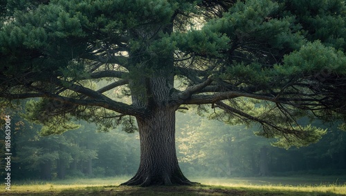 Coniferous tree branches wi...