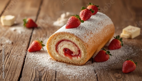 Cake roll cut into slices f...