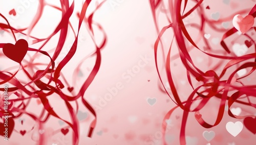 Valentine's Day ribbons featuring heart-shaped white backgrounds, designed for gift embellishments and romantic decor