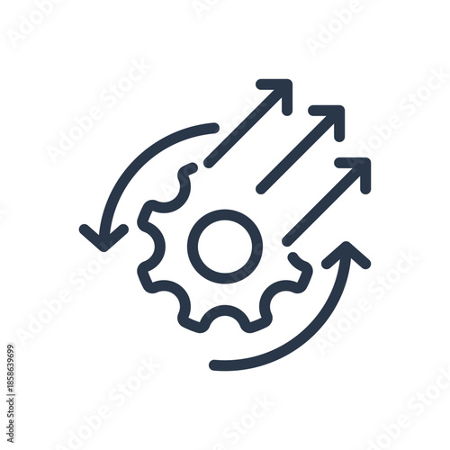 Process Automation Optimization Icon. Gear, Efficiency, Workflow