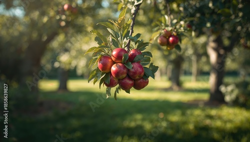 Apple tree laden with ripe ...
