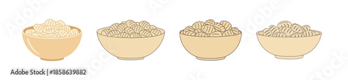Four bowls of oatmeal with different textures and amounts of oatmeal.
