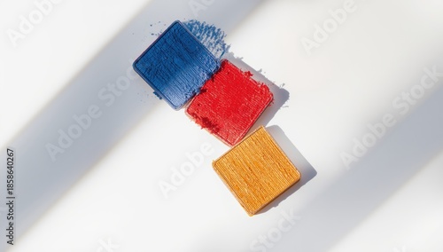 Top-down view of bold-color...