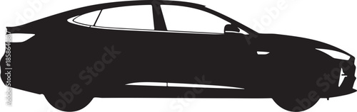 Black silhouette of a modern sedan car vehicle