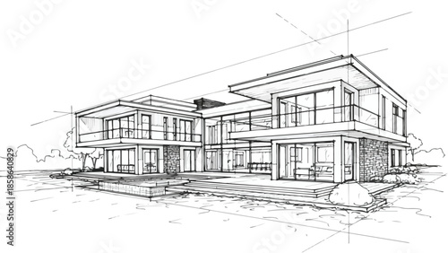 Large contemporary residential villa with multiple levels