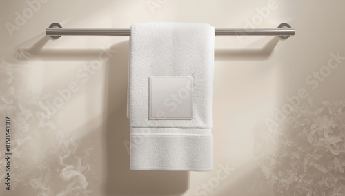 White terry towel draped on...