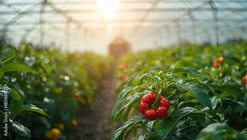 Pepper plants bearing ripe ...
