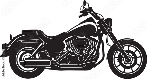 Black silhouette of a cruiser motorcycle on white vector