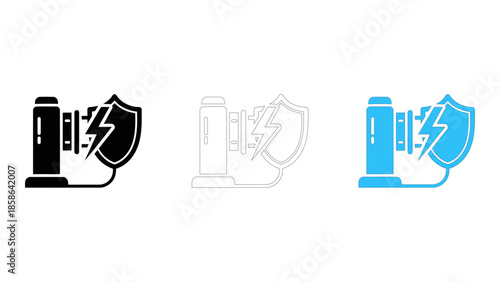 Lightning protection device icon diverting energy safely