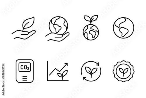 Eco-friendly icons: sustainability and environmental conservation symbols