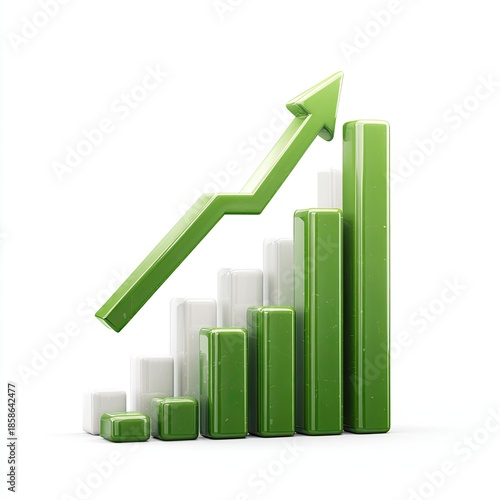 Bar chart with ascending green arrow, symbolizing growth, on white background Free Download Bar chart with ascending green arrow, symbolizing growth, on white background - GFXLoad