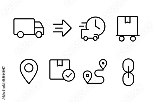 Minimalist delivery and shipping icons for logistic solutions